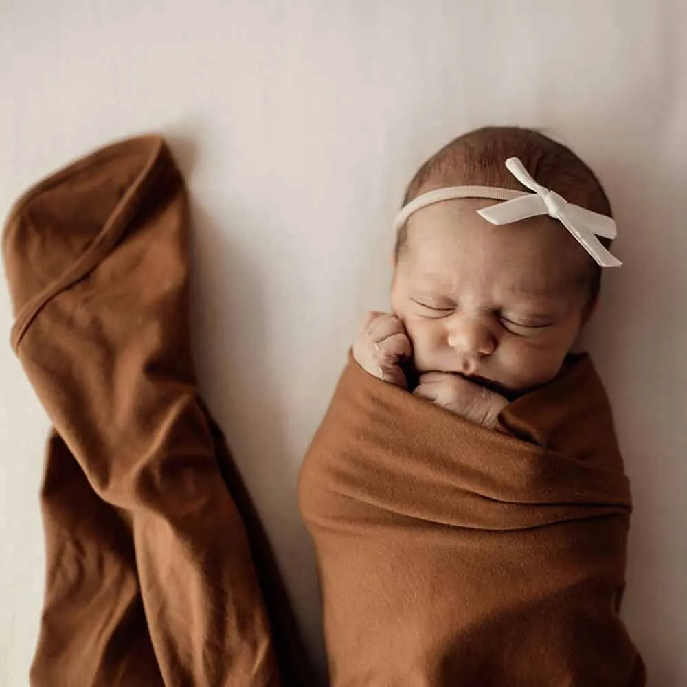 Bronze Organic Jersey Wrap & Beanie Set