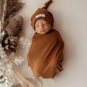 Bronze Organic Snuggle Swaddle & Beanie Set