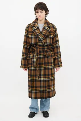 Brown & Yellow Wool Bree Check Coat