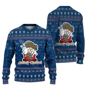 Buchanan Dress Clan Christmas Family Ugly Sweater with Funny Gnome Playing Bagpipes