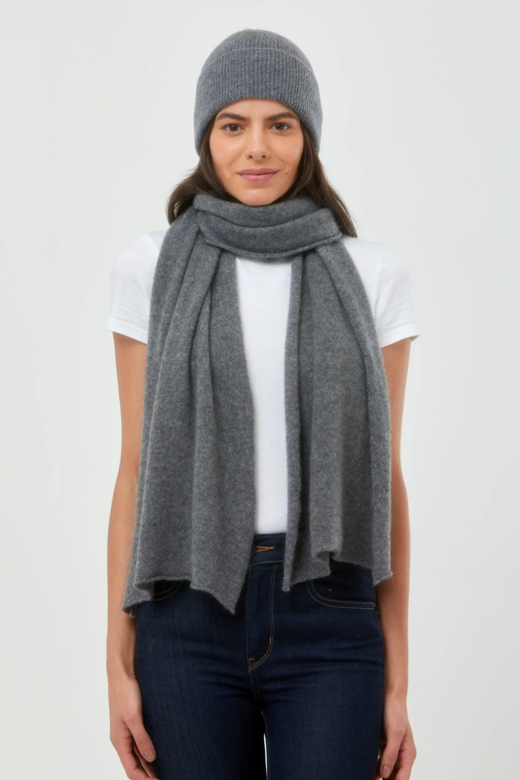 Bundle: Cashmere Scarf & Fisherman Style Hat