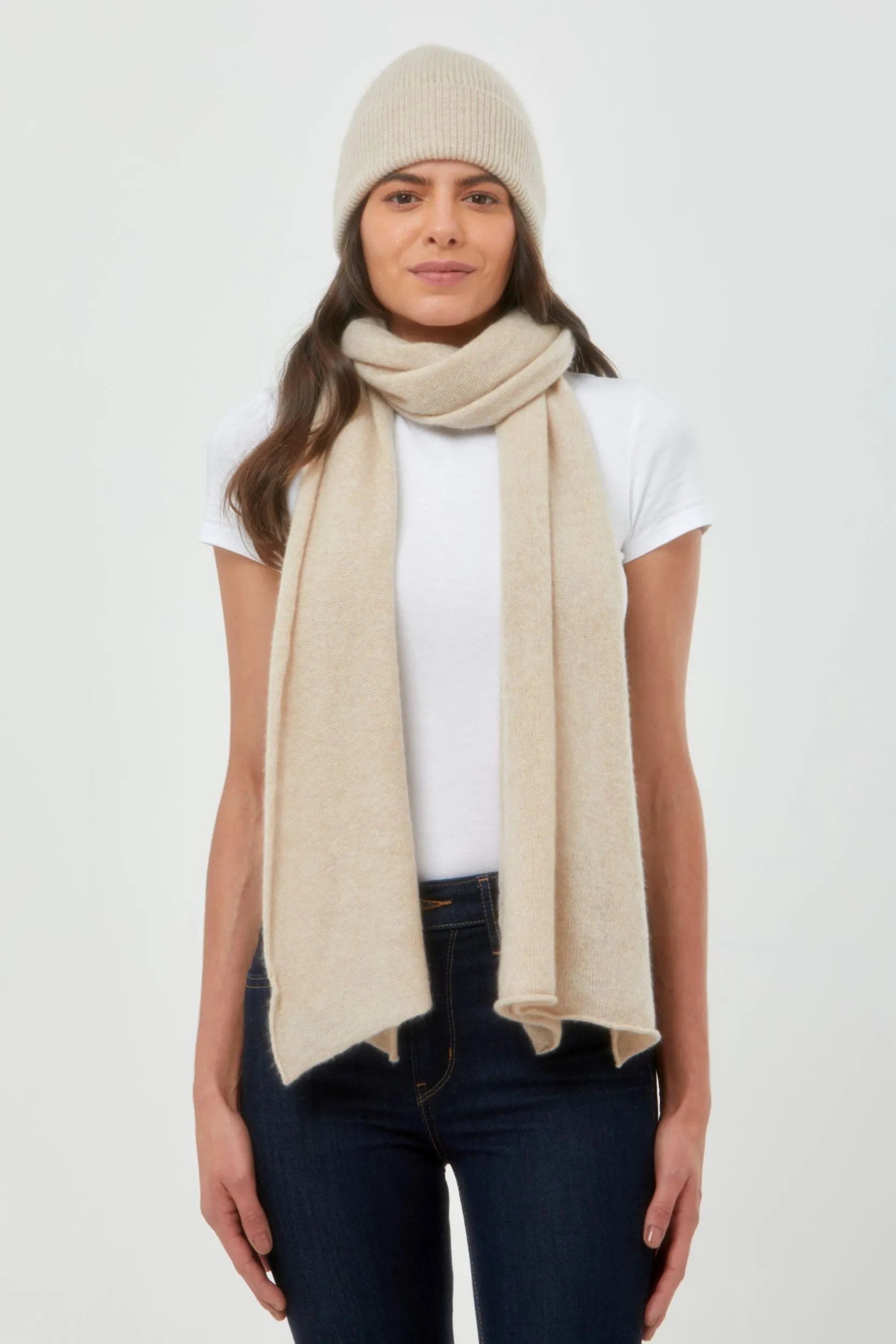 Bundle: Cashmere Scarf & Fisherman Style Hat