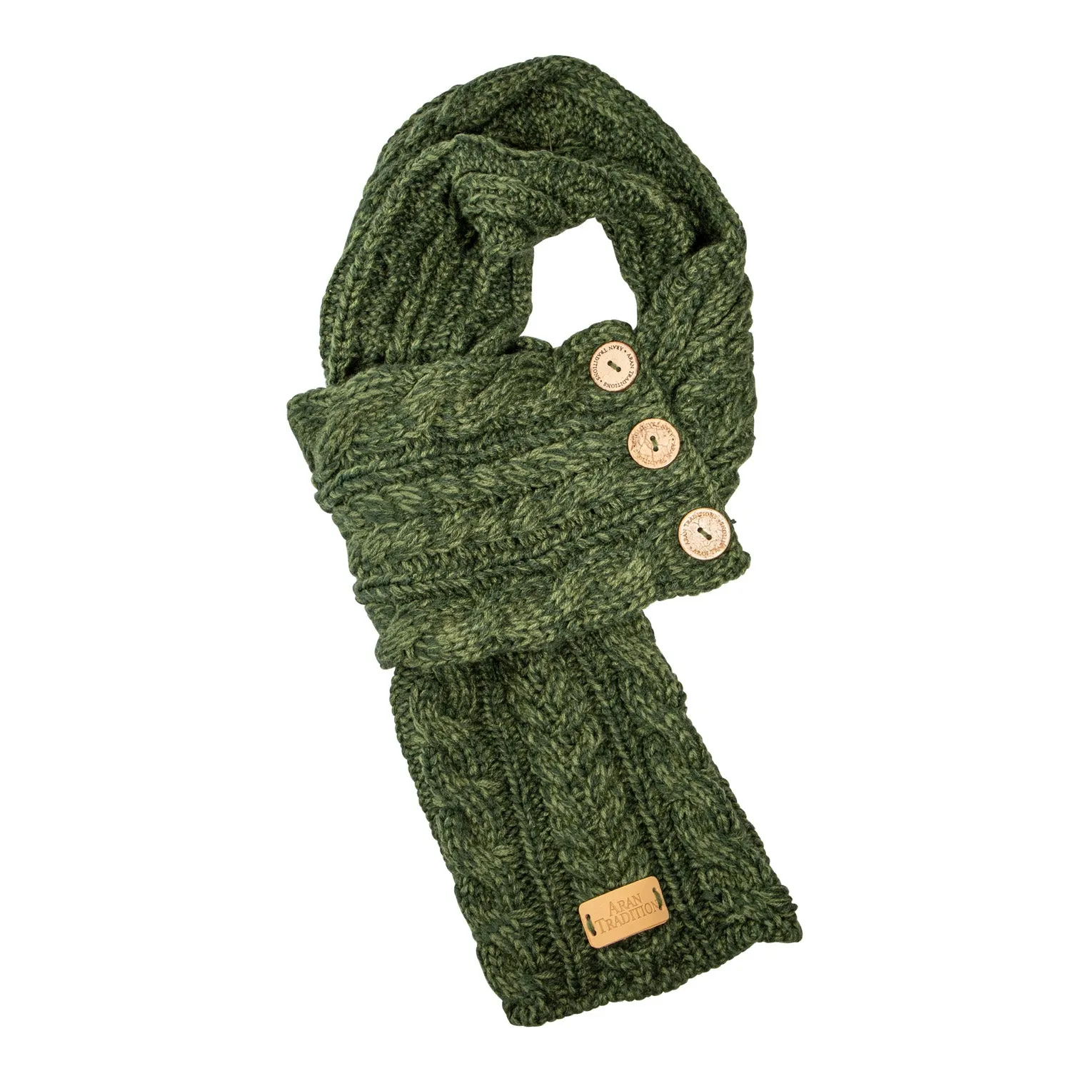 Cable Button Wrap Scarf