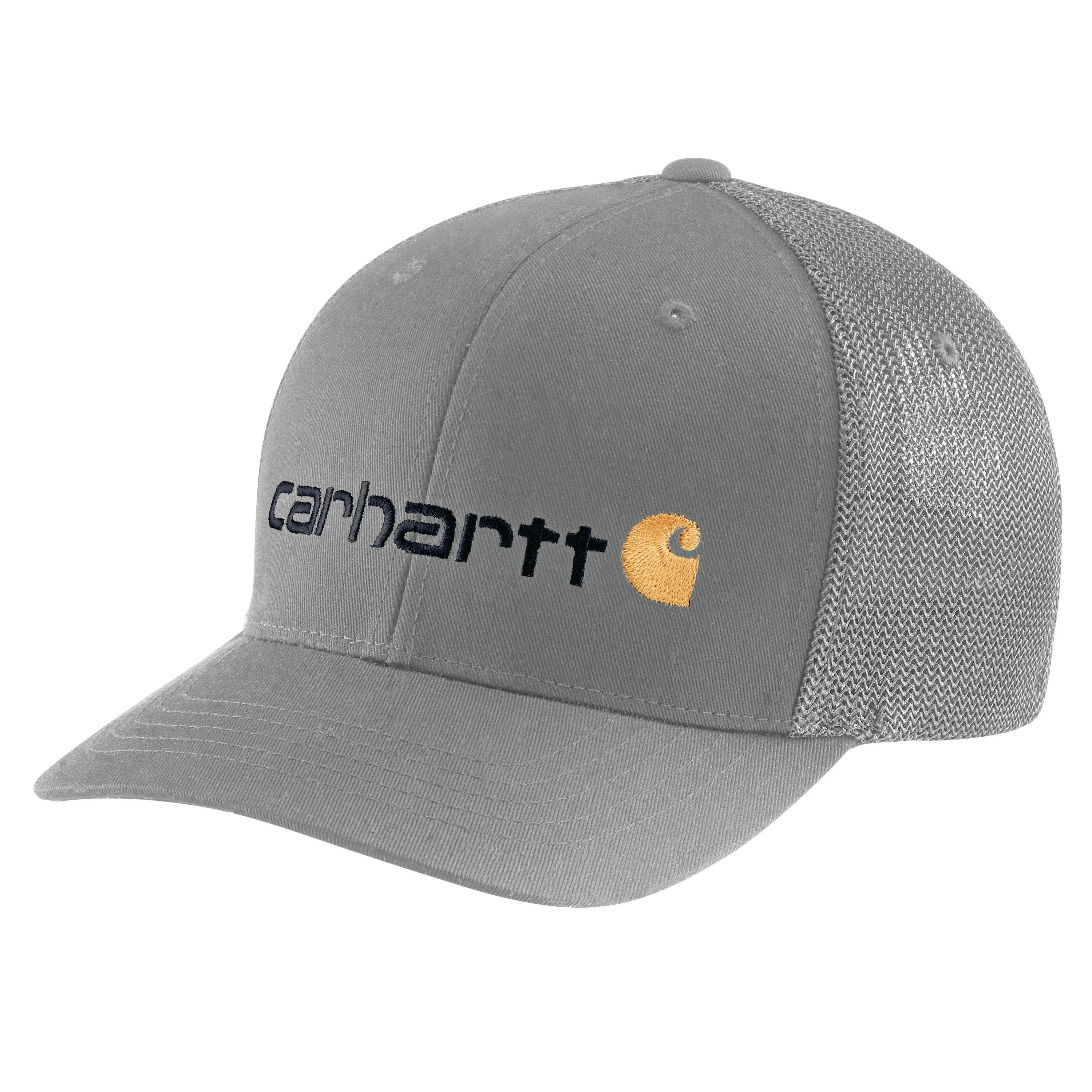 'Carhartt' Men's Rugged Flex Fitted Canvas Mesh-Back Logo Graphic Cap - Asphalt