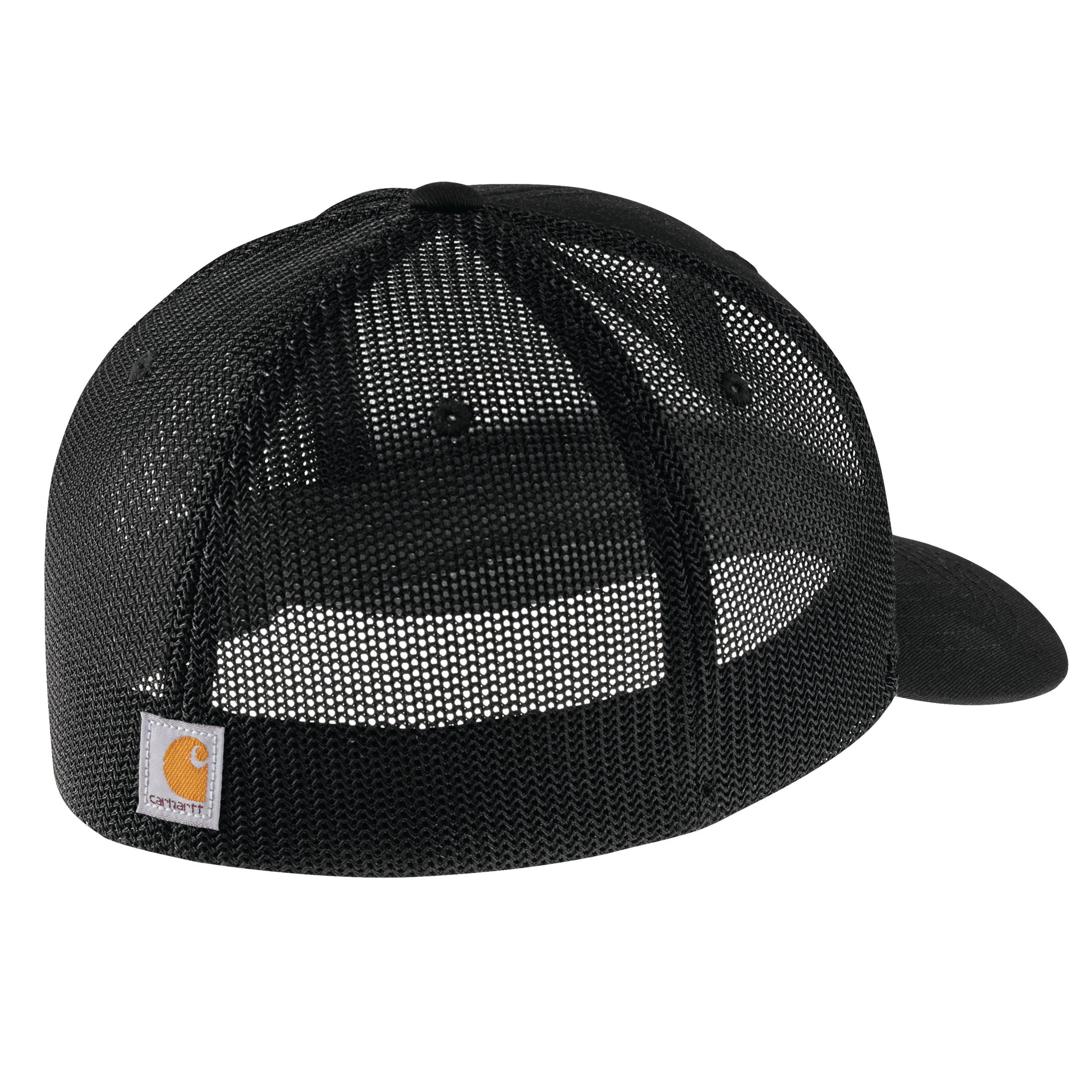 'Carhartt' Men's Rugged Flex Fitted Canvas Mesh-Back Logo Graphic Cap - Black