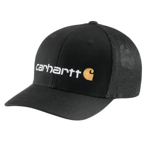 'Carhartt' Men's Rugged Flex Fitted Canvas Mesh-Back Logo Graphic Cap - Black