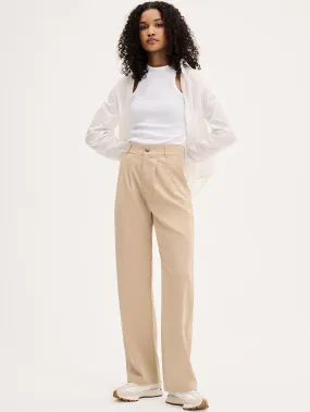 Cinnamon Relaxed Trousers in Beige Cotton/Tencel