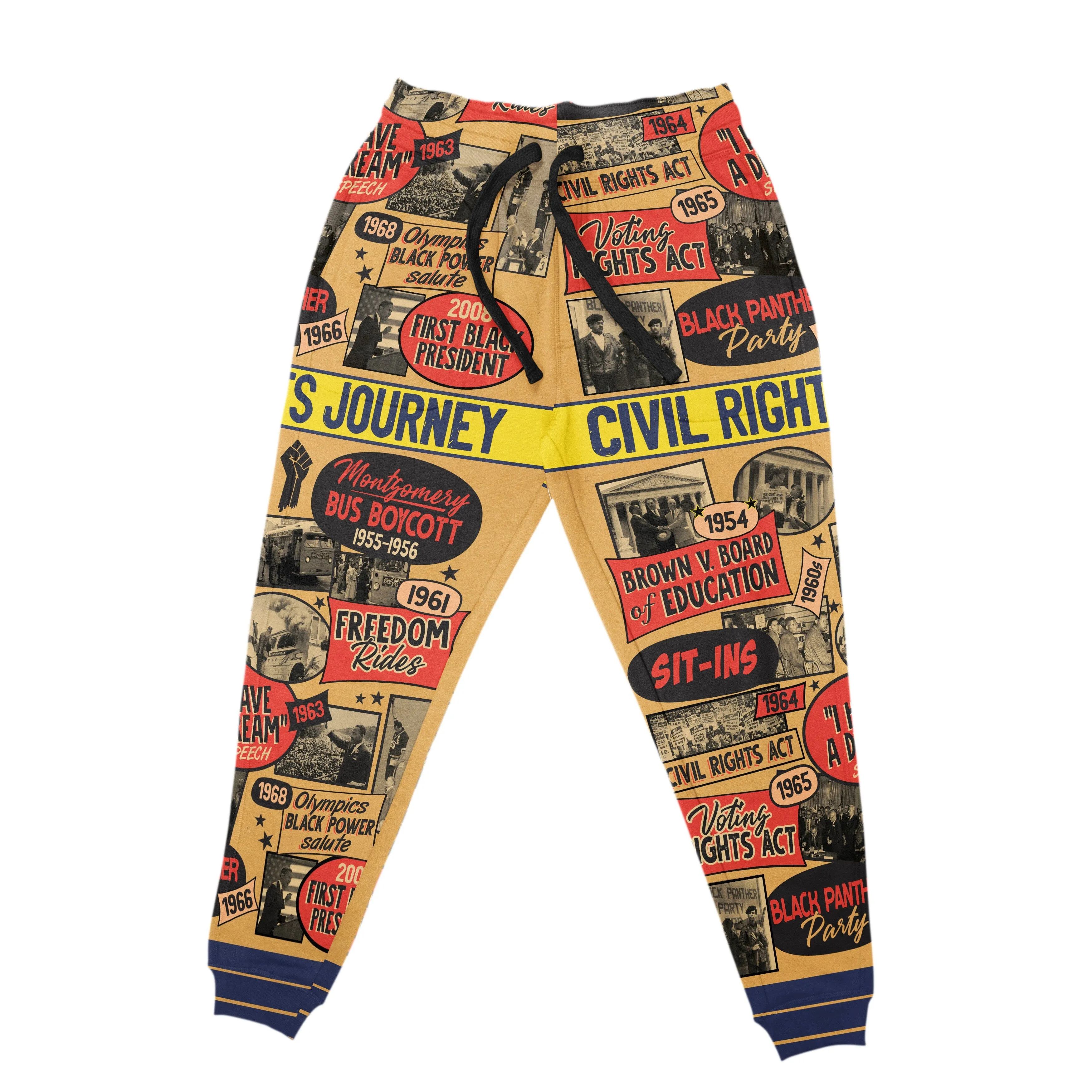 Civil Rights Events in 50s Style All-over Hoodie and Joggers Set