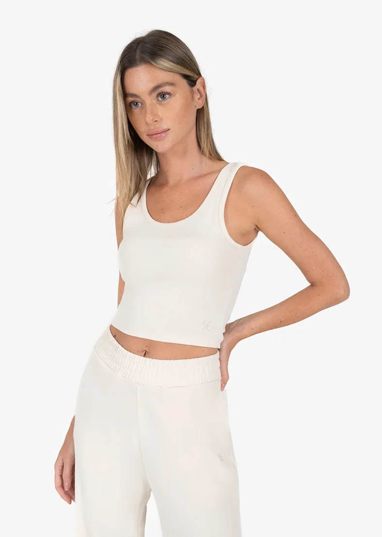 Cloudsoft Rib Tank & Palazzo Pant Set Cream