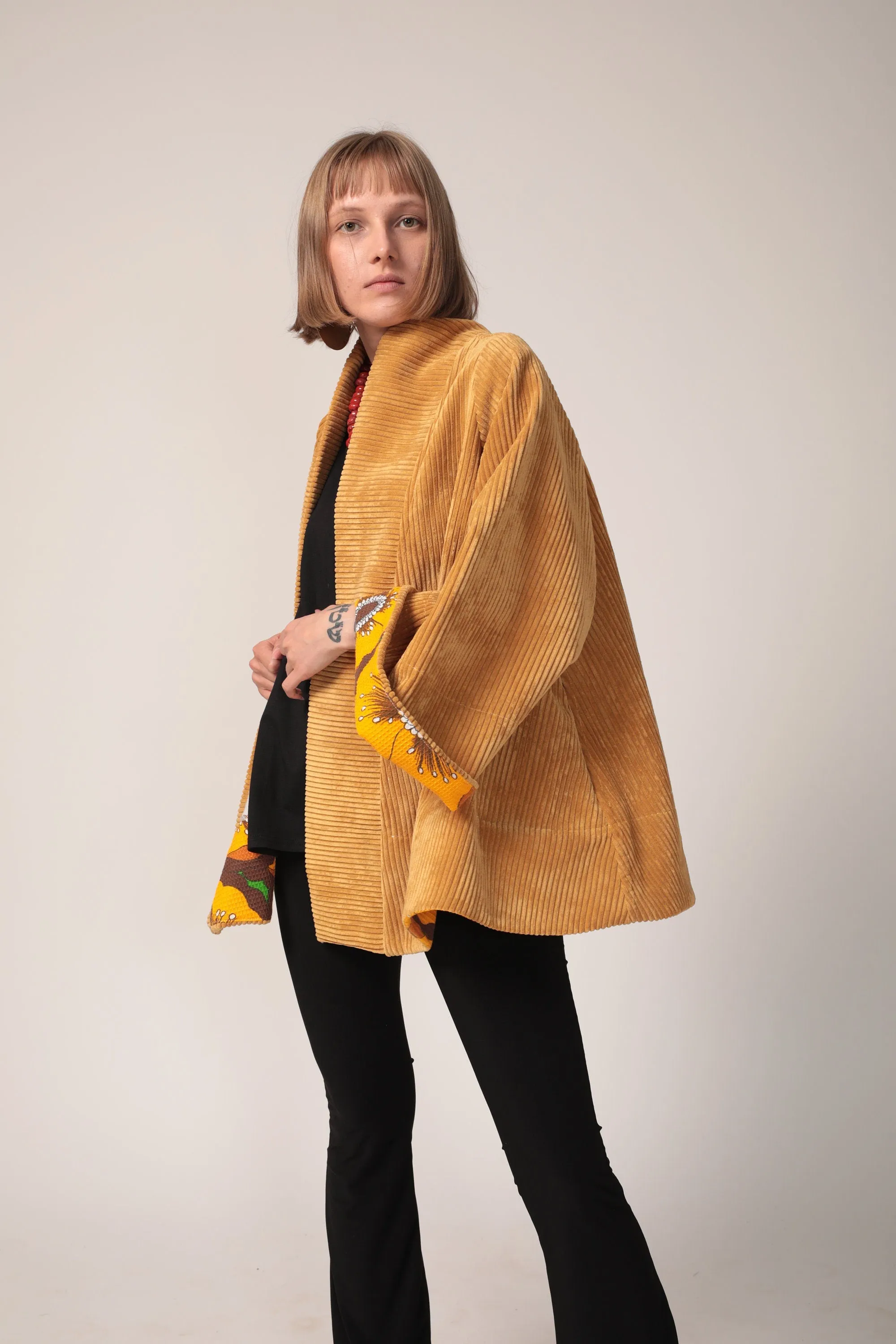 Corduroy cape coat