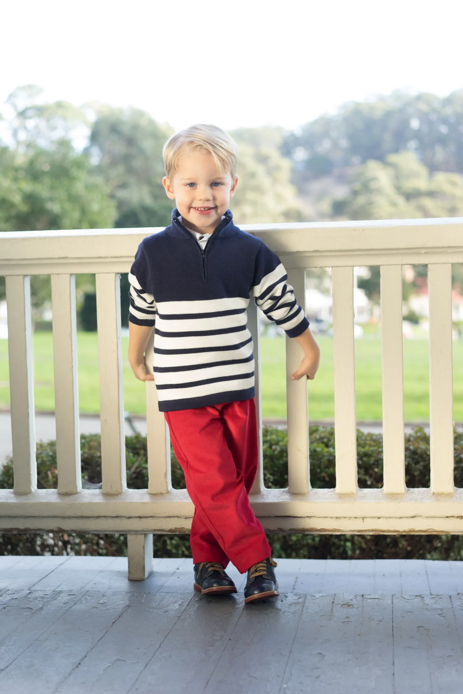 Cotton Boys Zip Sweater Breton Navy White Stripe