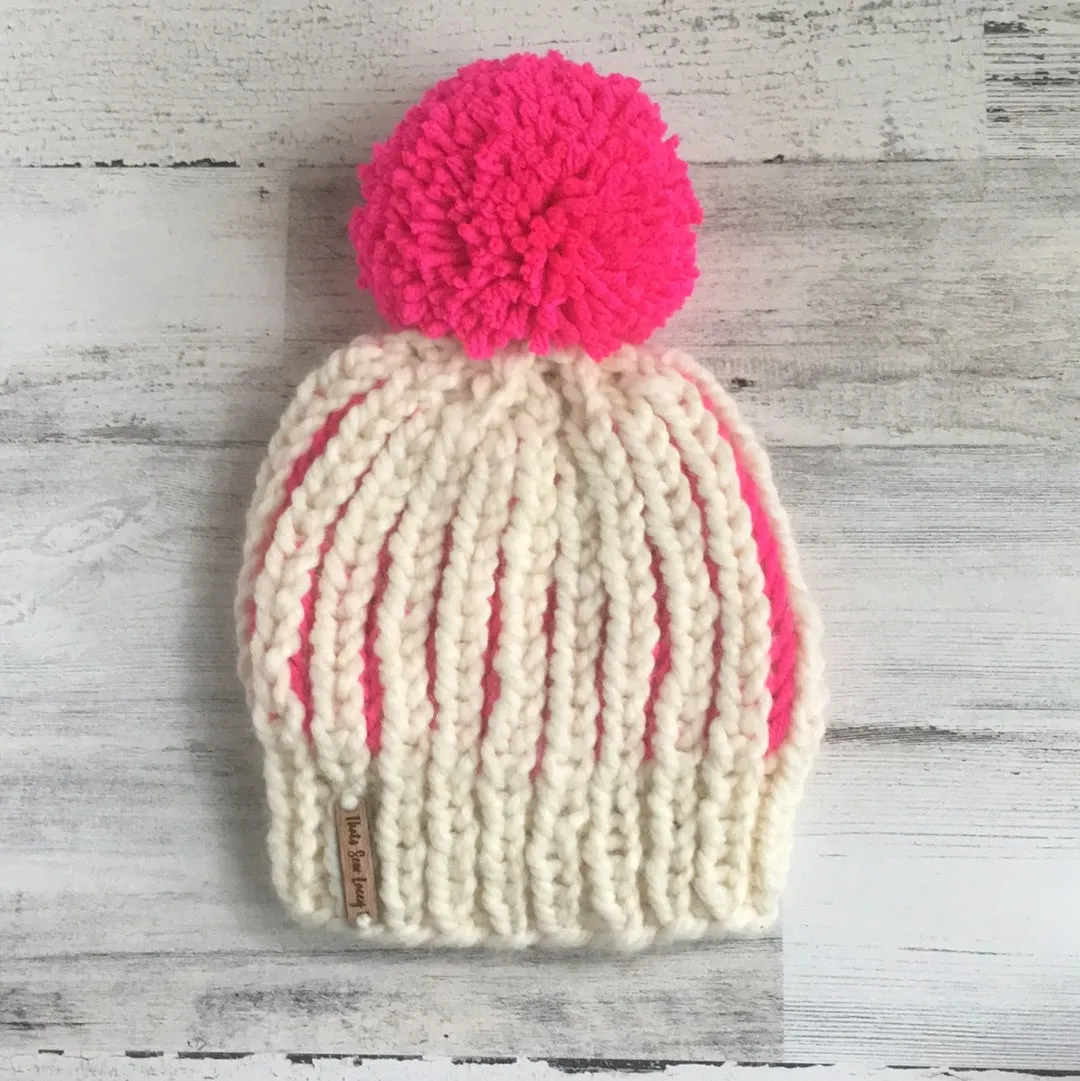 Cream & Pink - Beeline Beanie