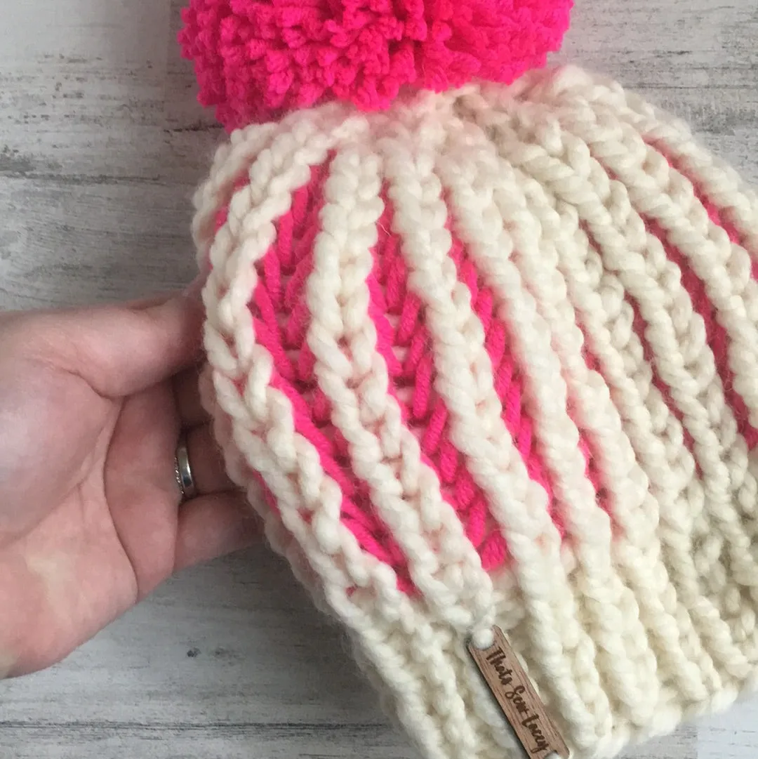 Cream & Pink - Beeline Beanie