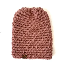 Crochet Simple Slouch Hat | Dusty Rose Pink