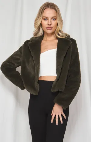 Cropped Faux Fur Jacket