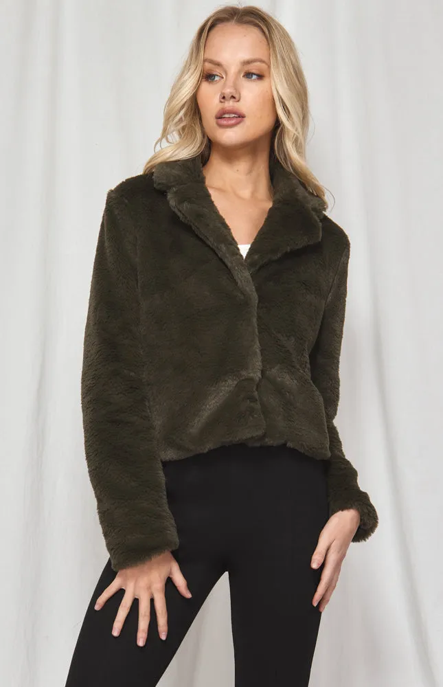 Cropped Faux Fur Jacket