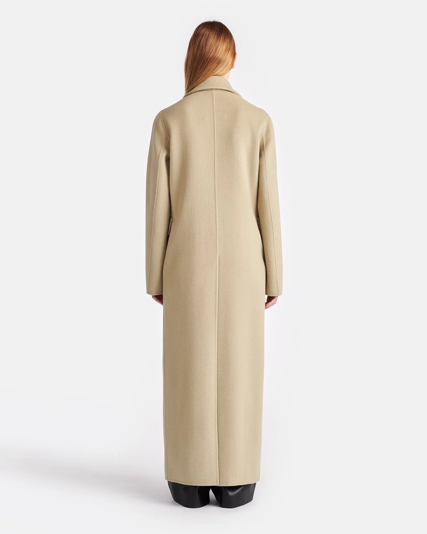 Damira - Double Wool And Silk Coat - Pale Olive