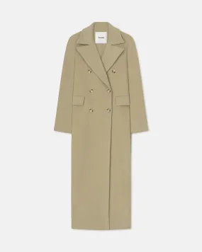 Damira - Double Wool And Silk Coat - Pale Olive