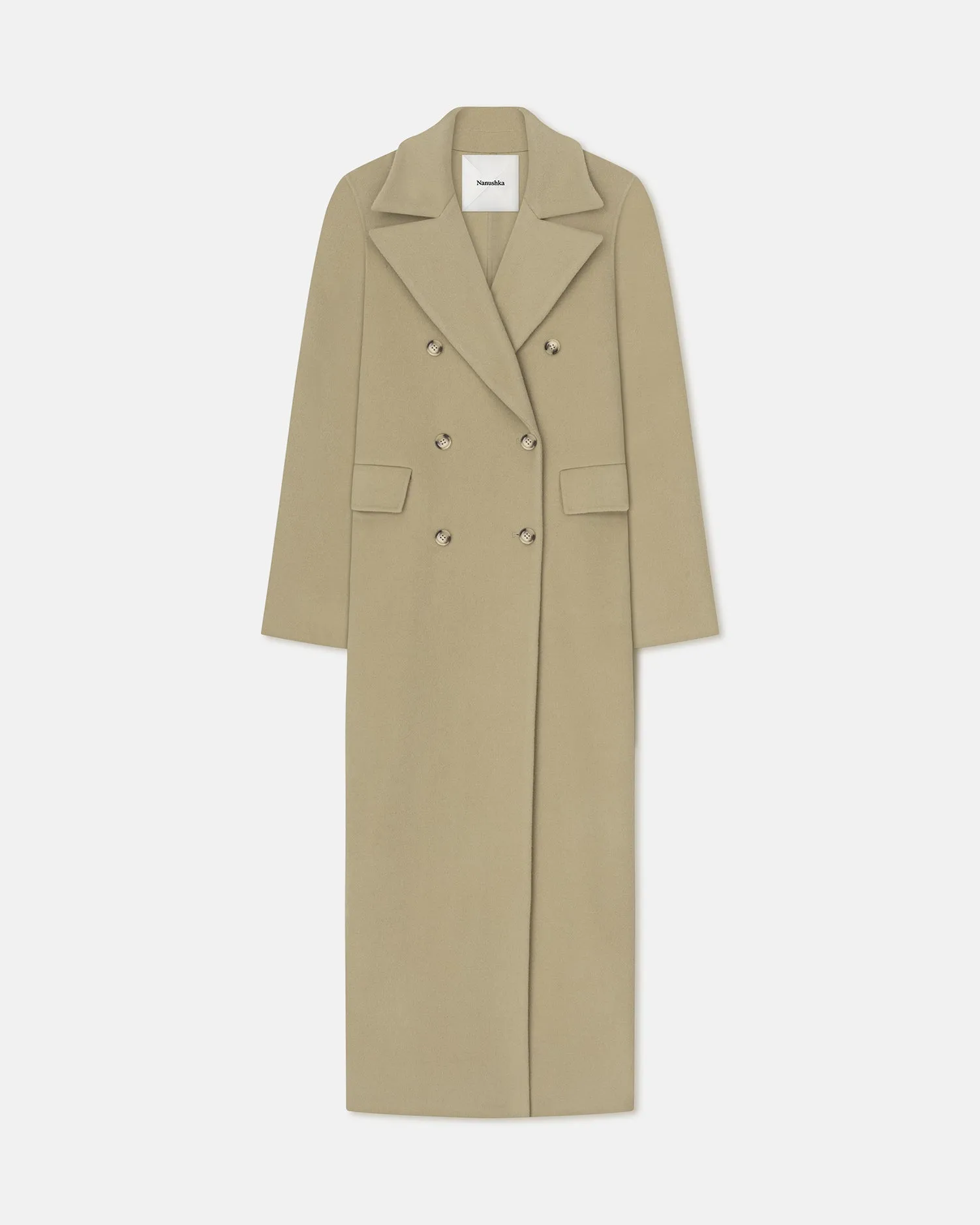 Damira - Double Wool And Silk Coat - Pale Olive