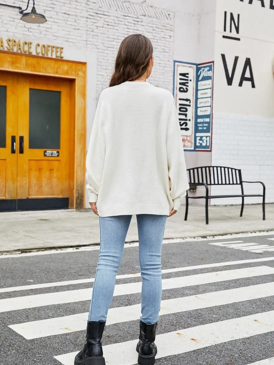 Day On The Town Ribbed Trim Sweater