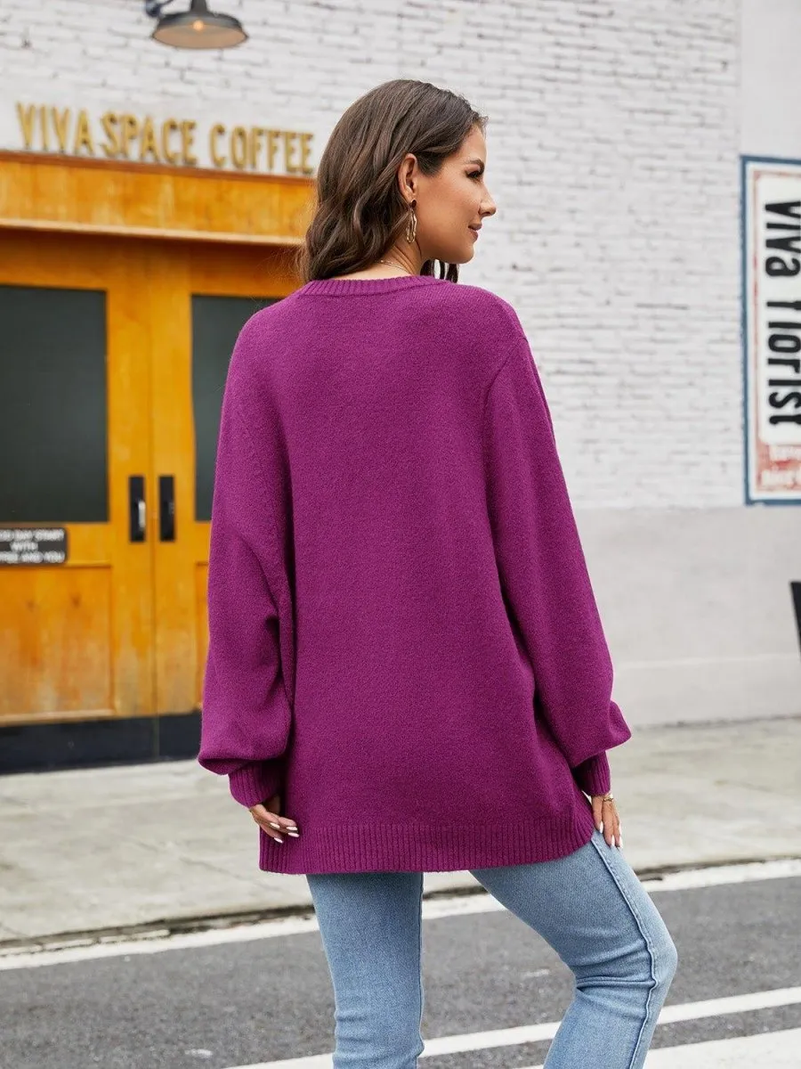 Day On The Town Ribbed Trim Sweater