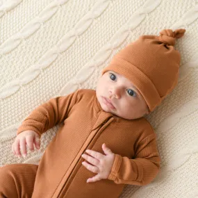 DESERT BRONZE rib organic cotton zipsuit