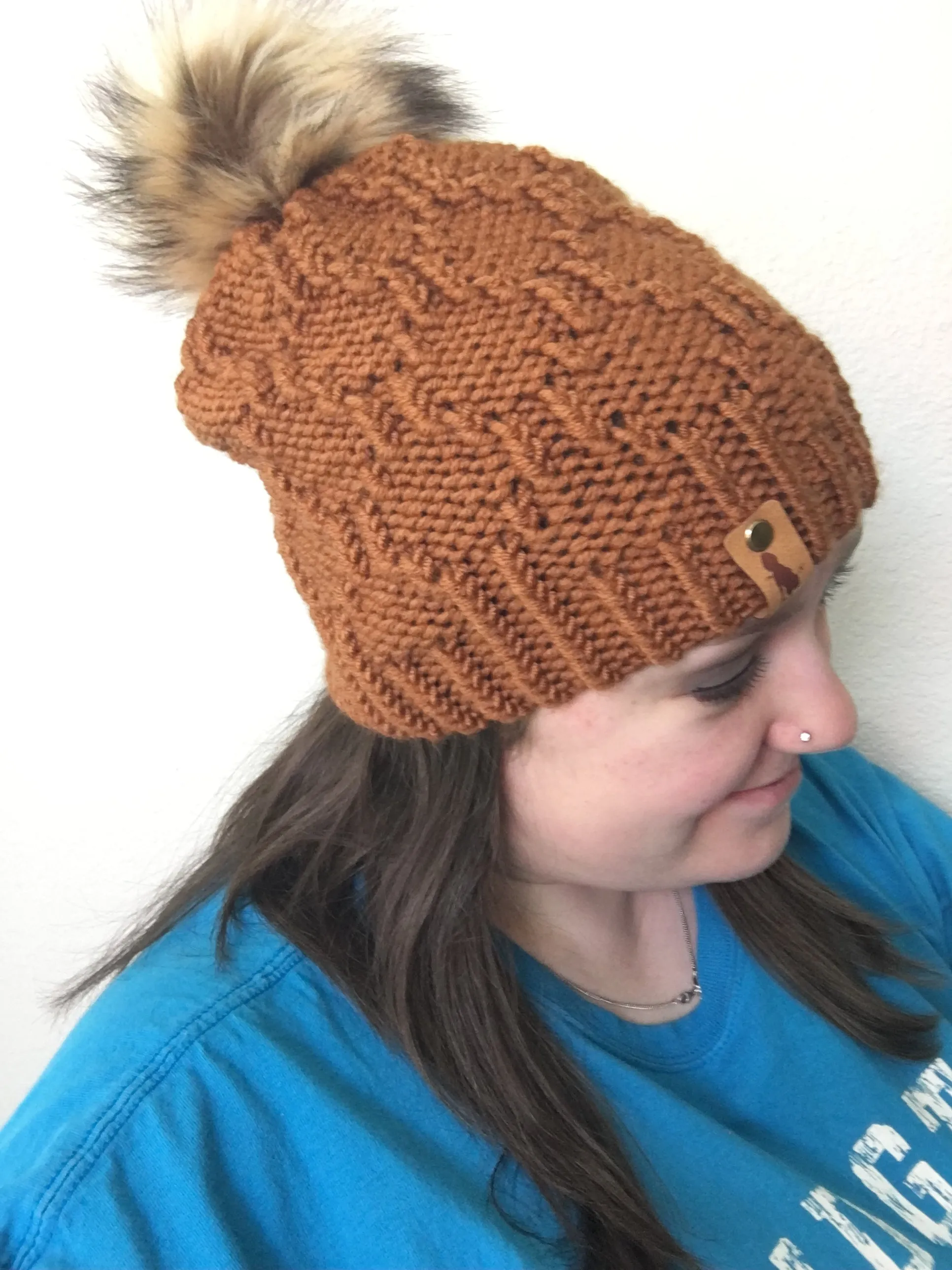 Diamonte Beanie - Faux Fur Pom