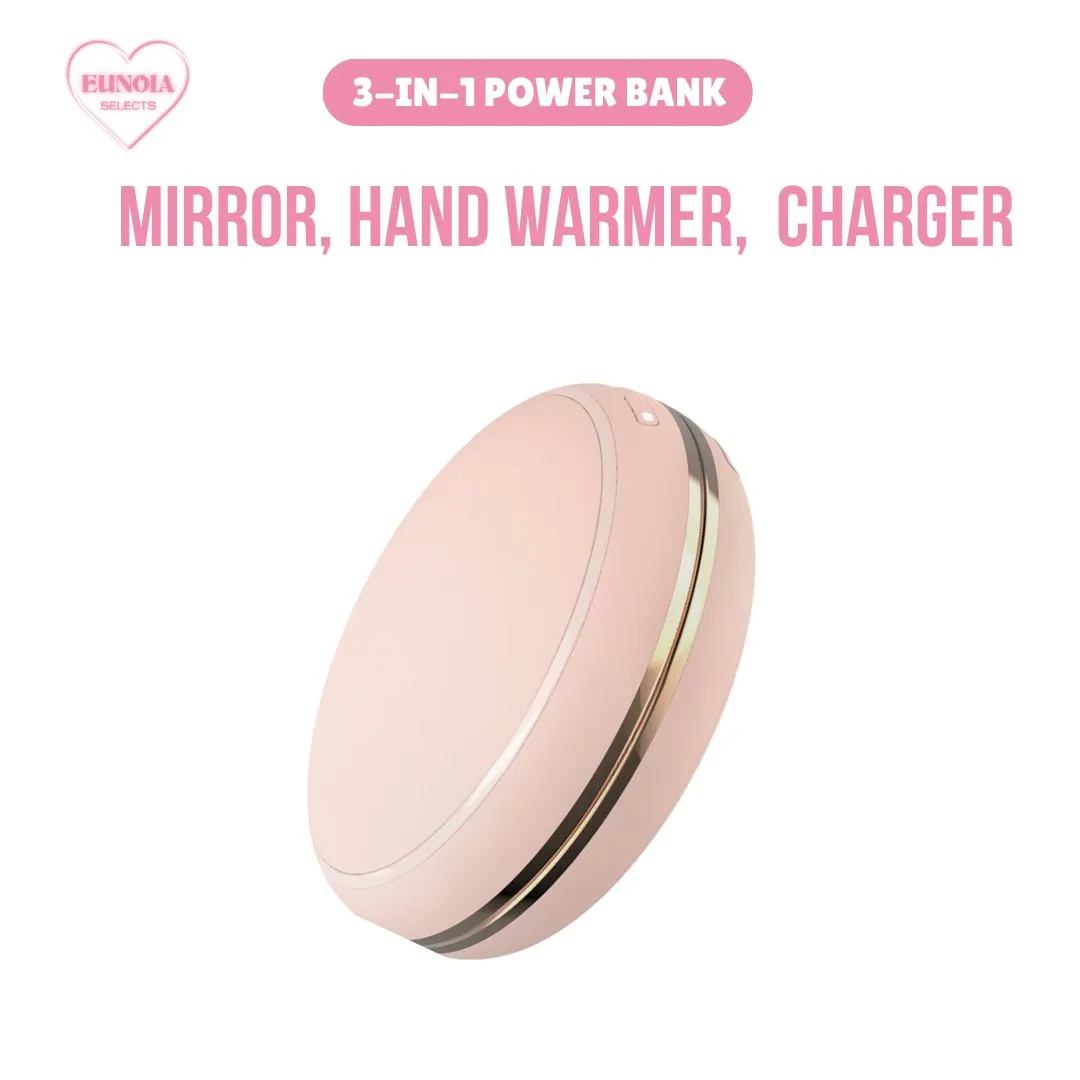 DORAYAKI 3-IN-1 Power Bank: 10,000 mAH Portable Charger, Hand Warmer, Mirror