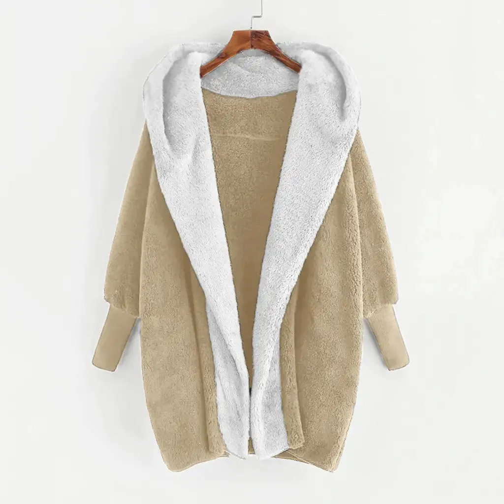 Double-Sided Velvet Hooded Loose Cardigan Coat