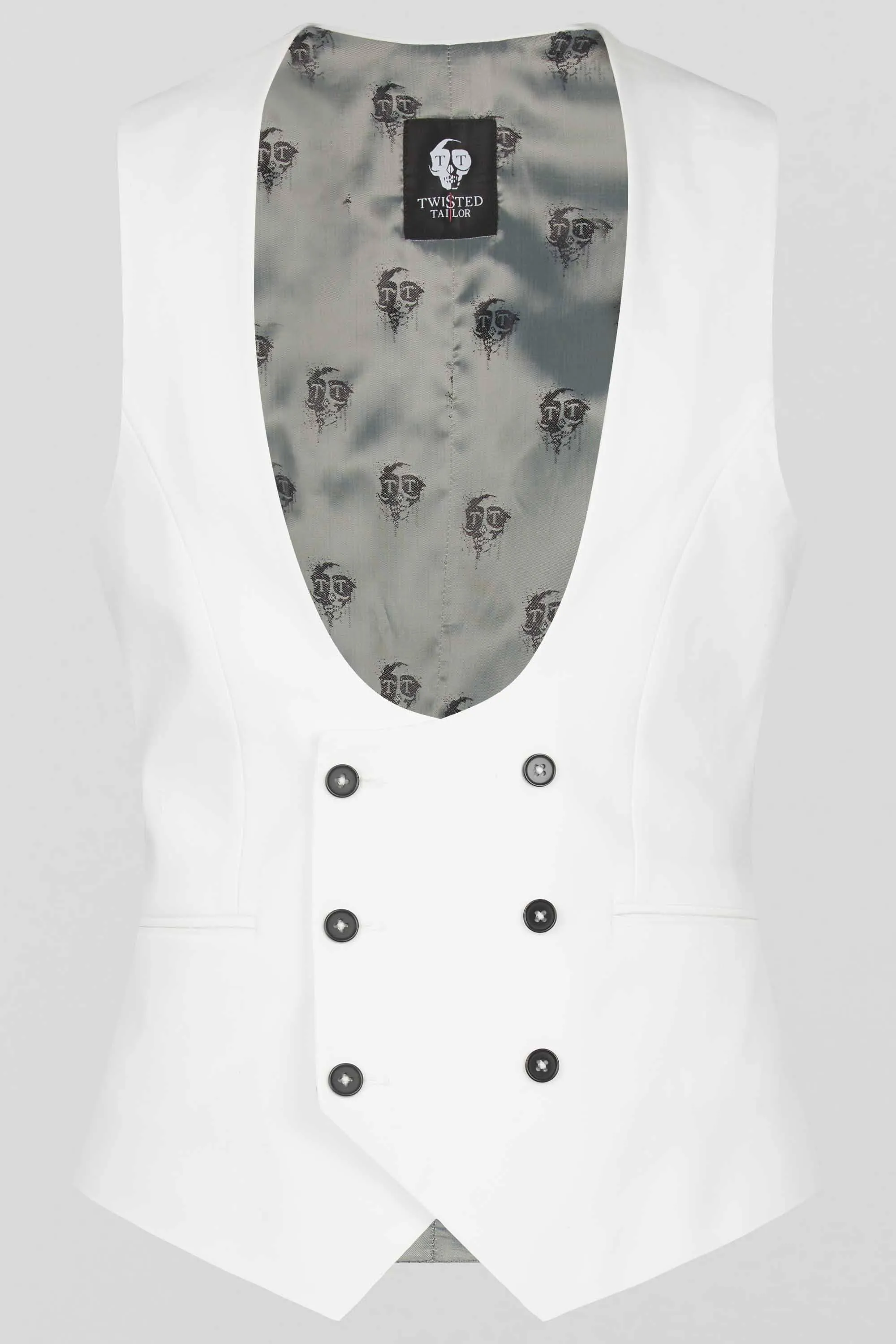 Ellroy Skinny Fit White Cotton Waistcoat - ARCHIVE