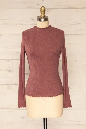 Faaset Mauve | Ribbed Top w/ Stand Collar