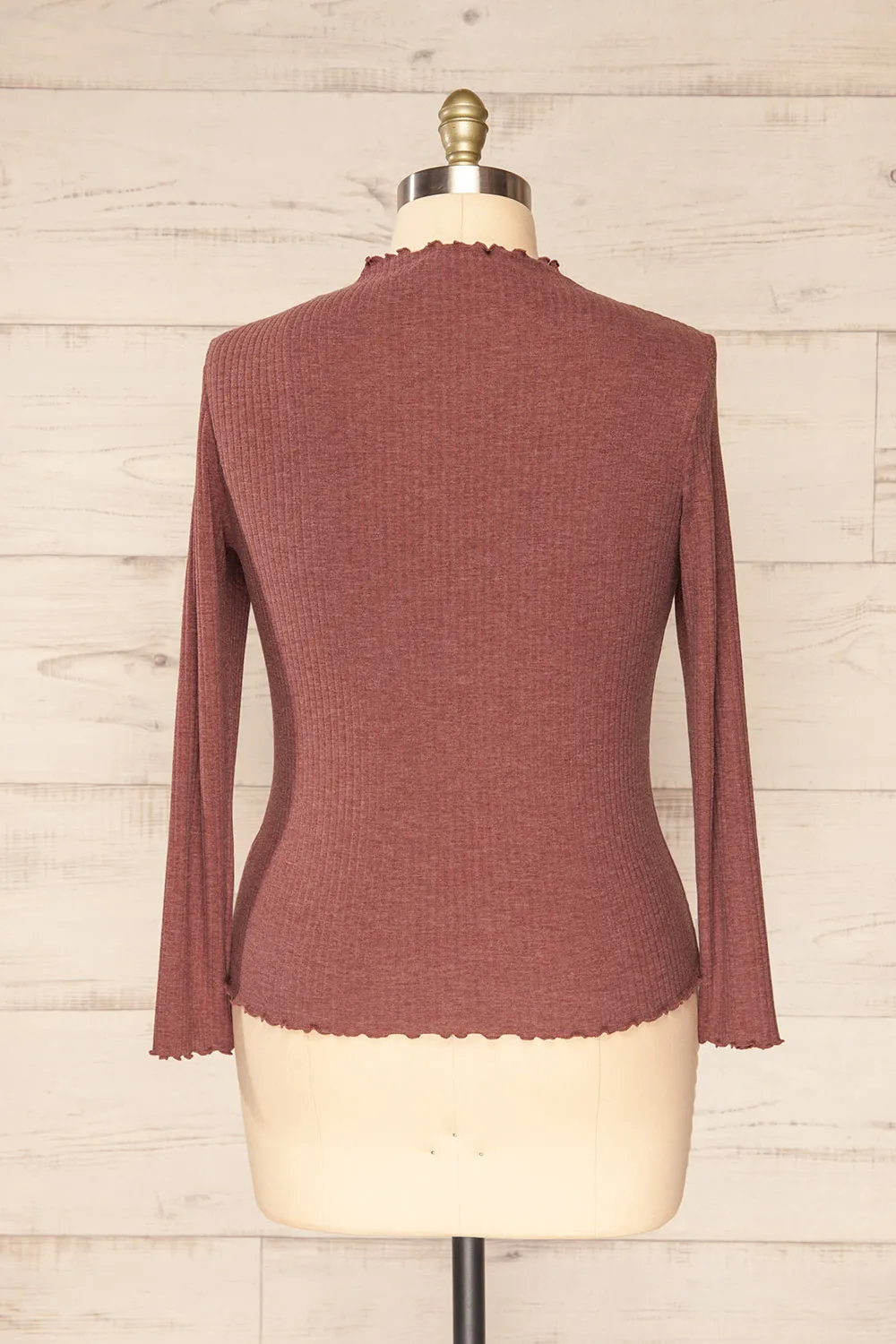 Faaset Mauve | Ribbed Top w/ Stand Collar