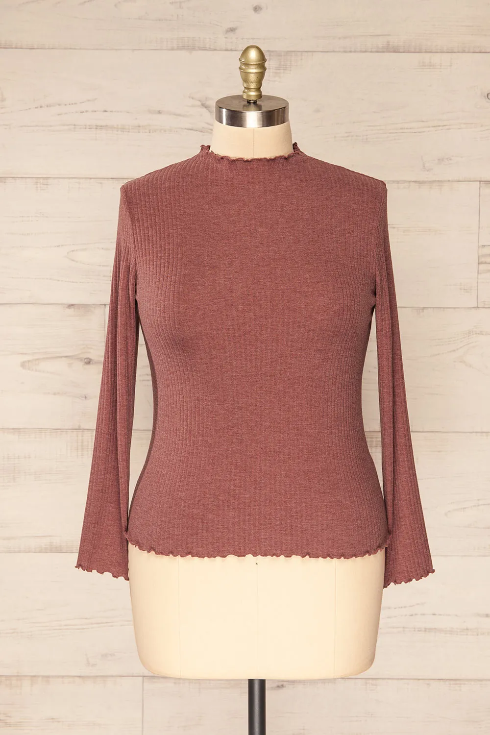 Faaset Mauve | Ribbed Top w/ Stand Collar