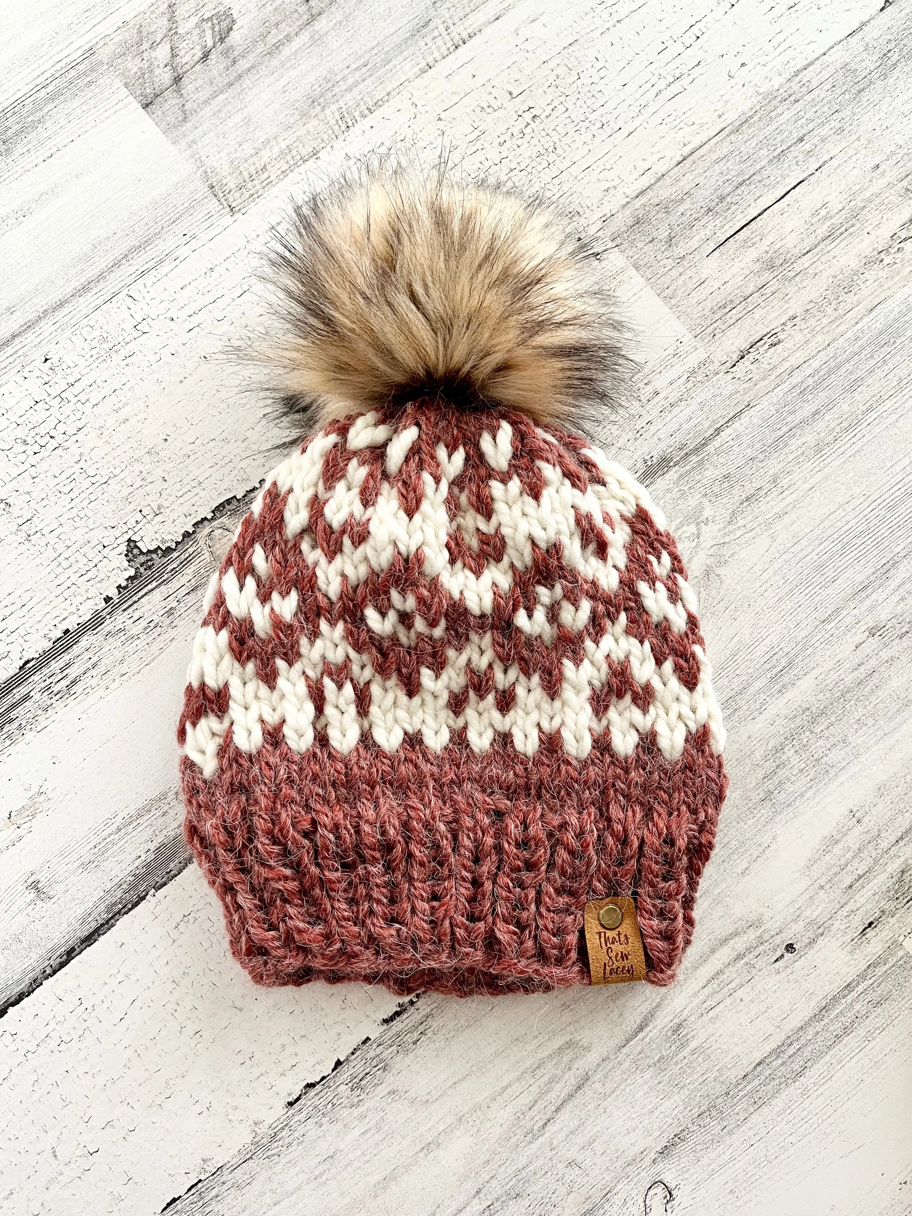 Fair Isle Diamonds with Faux Fur Pom