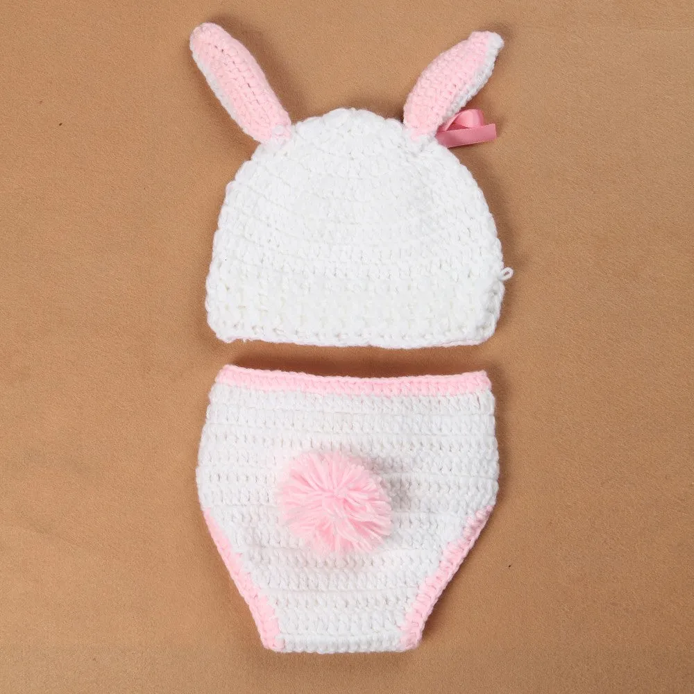 Fancydresswale Newborn Baby Bunny Photography Prop Costume Crochet Knit Hat  Outfit Set for Boy Girl