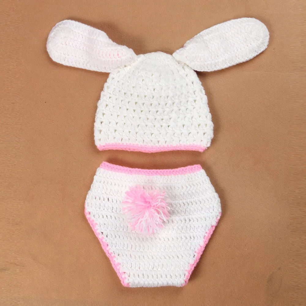 Fancydresswale Newborn Baby Bunny Photography Prop Costume Crochet Knit Hat  Outfit Set for Boy Girl