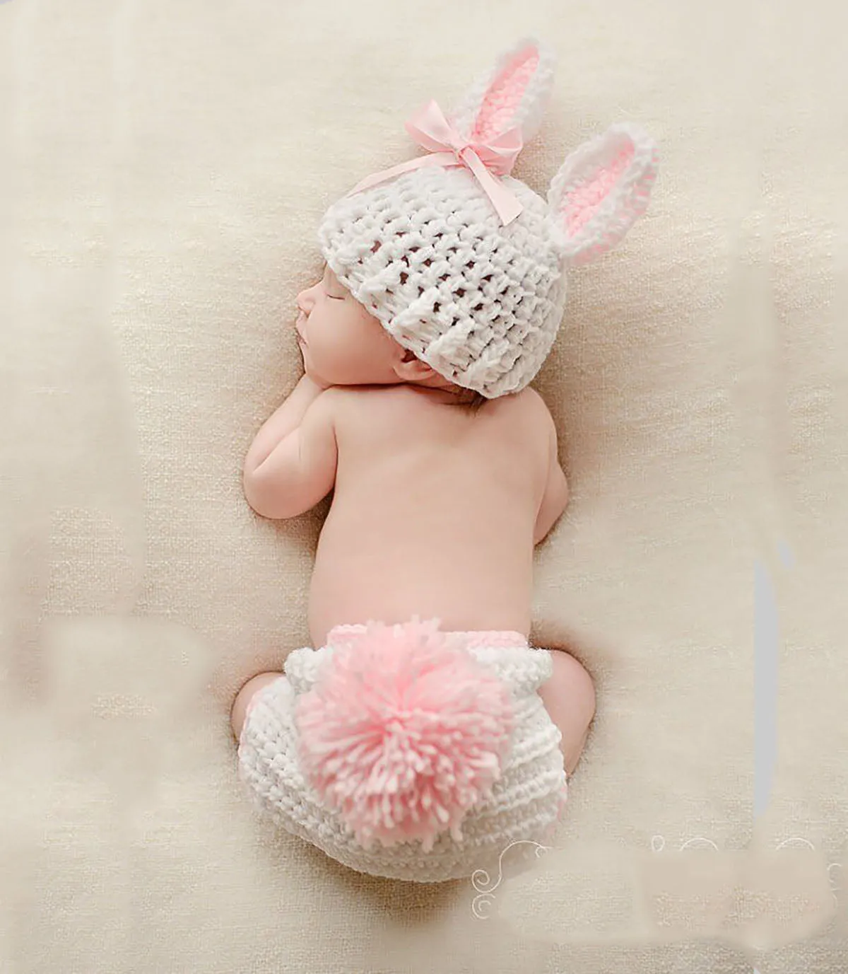 Fancydresswale Newborn Baby Bunny Photography Prop Costume Crochet Knit Hat  Outfit Set for Boy Girl