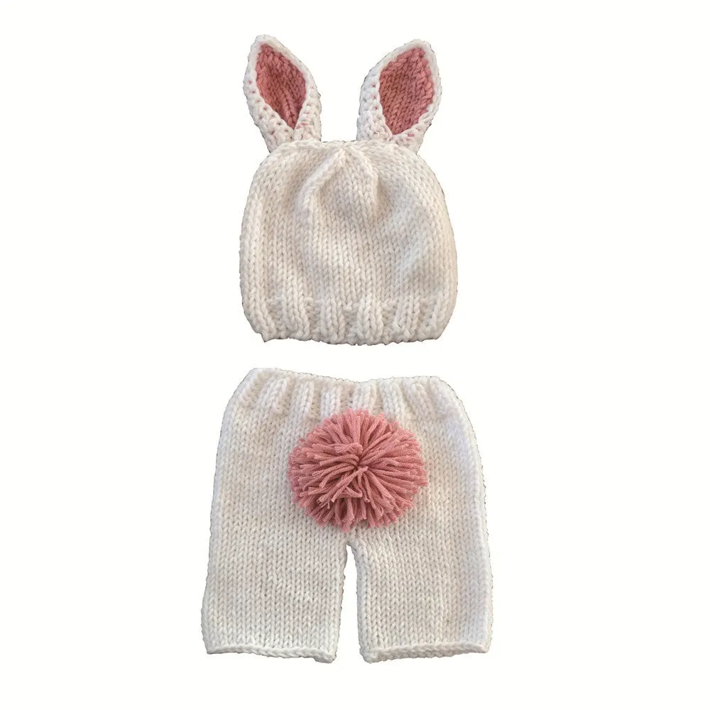 Fancydresswale Newborn Baby Bunny Photography Prop Costume Crochet Knit Hat  Outfit Set for Boy Girl