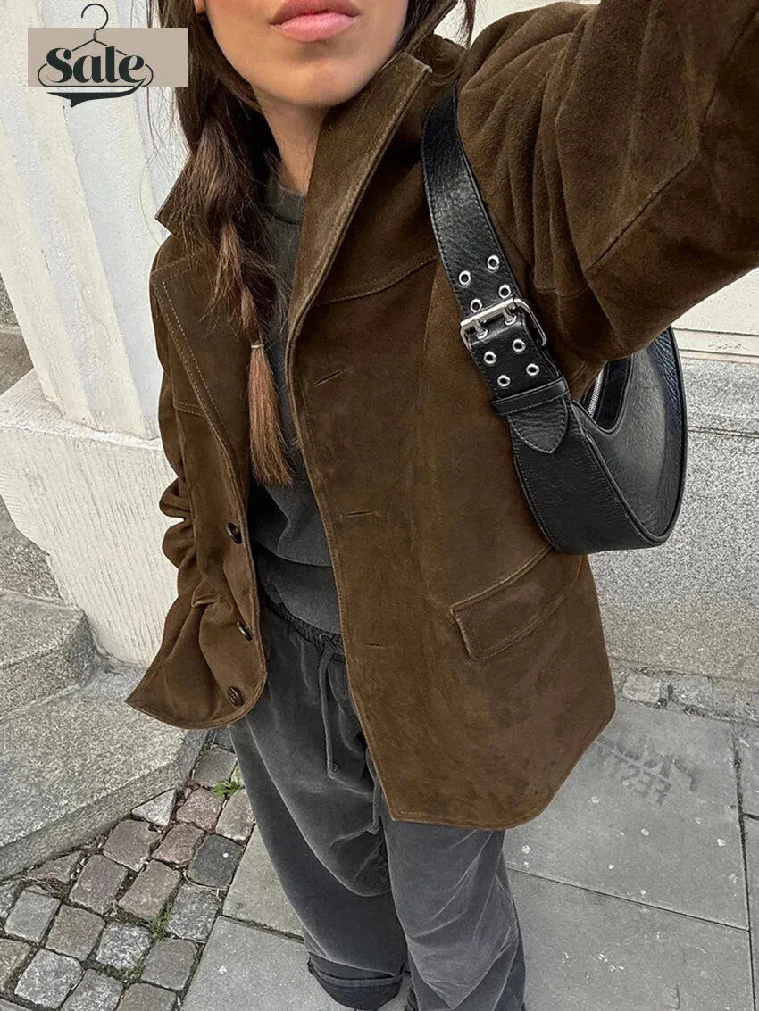 Faux Suede Brown Velvet Coat – Luxe Fall Fashion