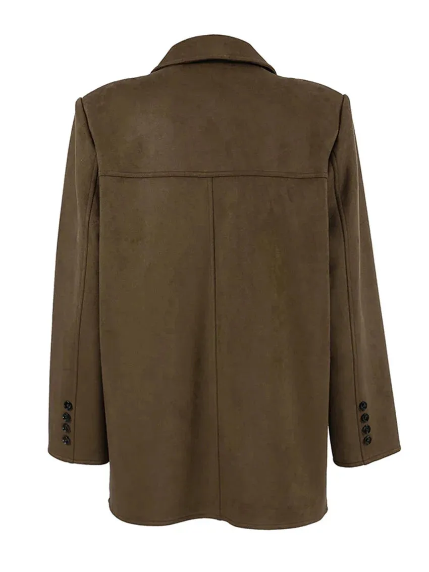 Faux Suede Brown Velvet Coat – Luxe Fall Fashion