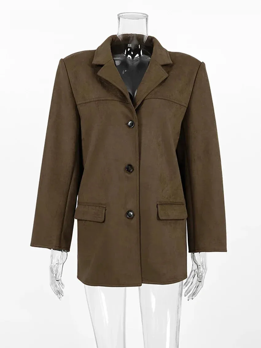 Faux Suede Brown Velvet Coat – Luxe Fall Fashion