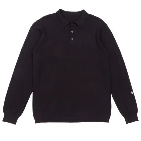 Fine Cut Knitted Polo - Black