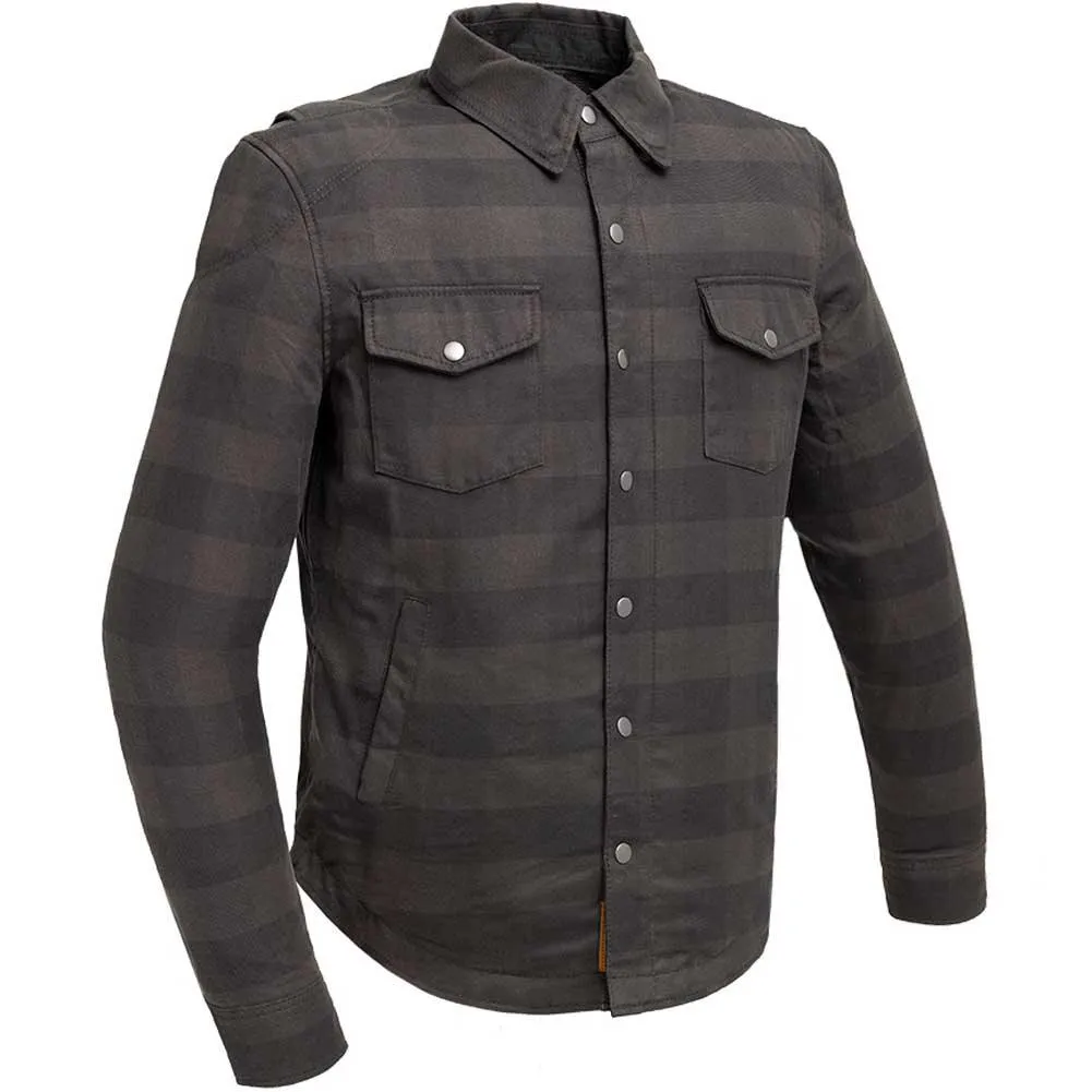 First Mfg Mens Spartan Black Checkered Flannel Riding Shirt