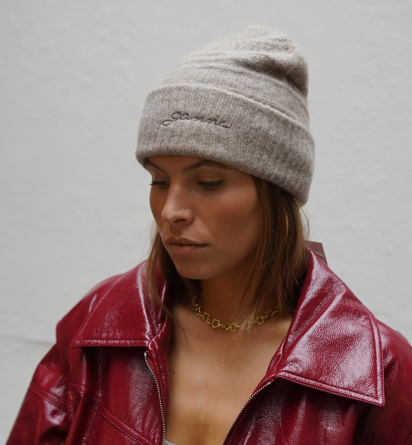 GANNI Brown Soft Beanie