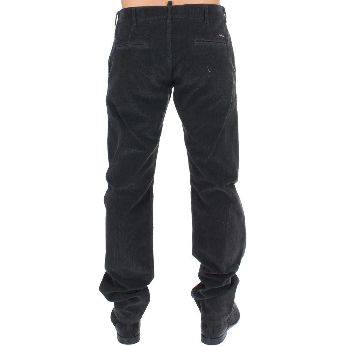 GF Ferre Elegant Black Cotton Corduroy Pants