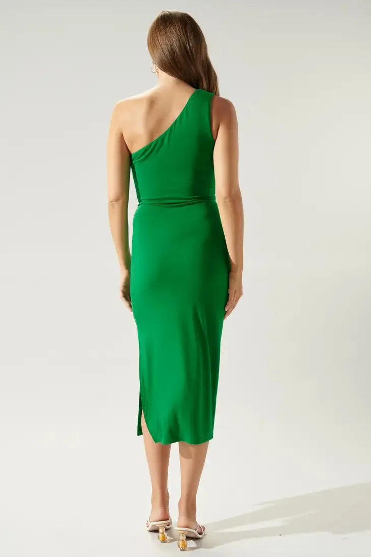 Goddess Cut Out Kelly Green Dress