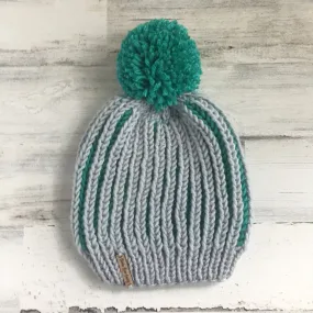 Gray & Teal - Beeline Beanie