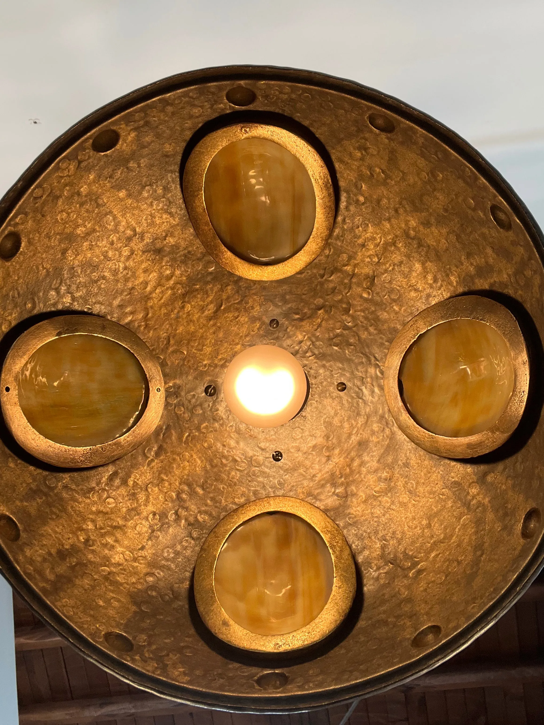 Hammered Arts and Crafts Billiards Pool Table Light, ca 1910 #2360 RESTORED, Ready to Install