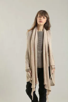 Handmade open knit Cotton & Bamboo Prevo Scarf - Nude - Dusty Blush