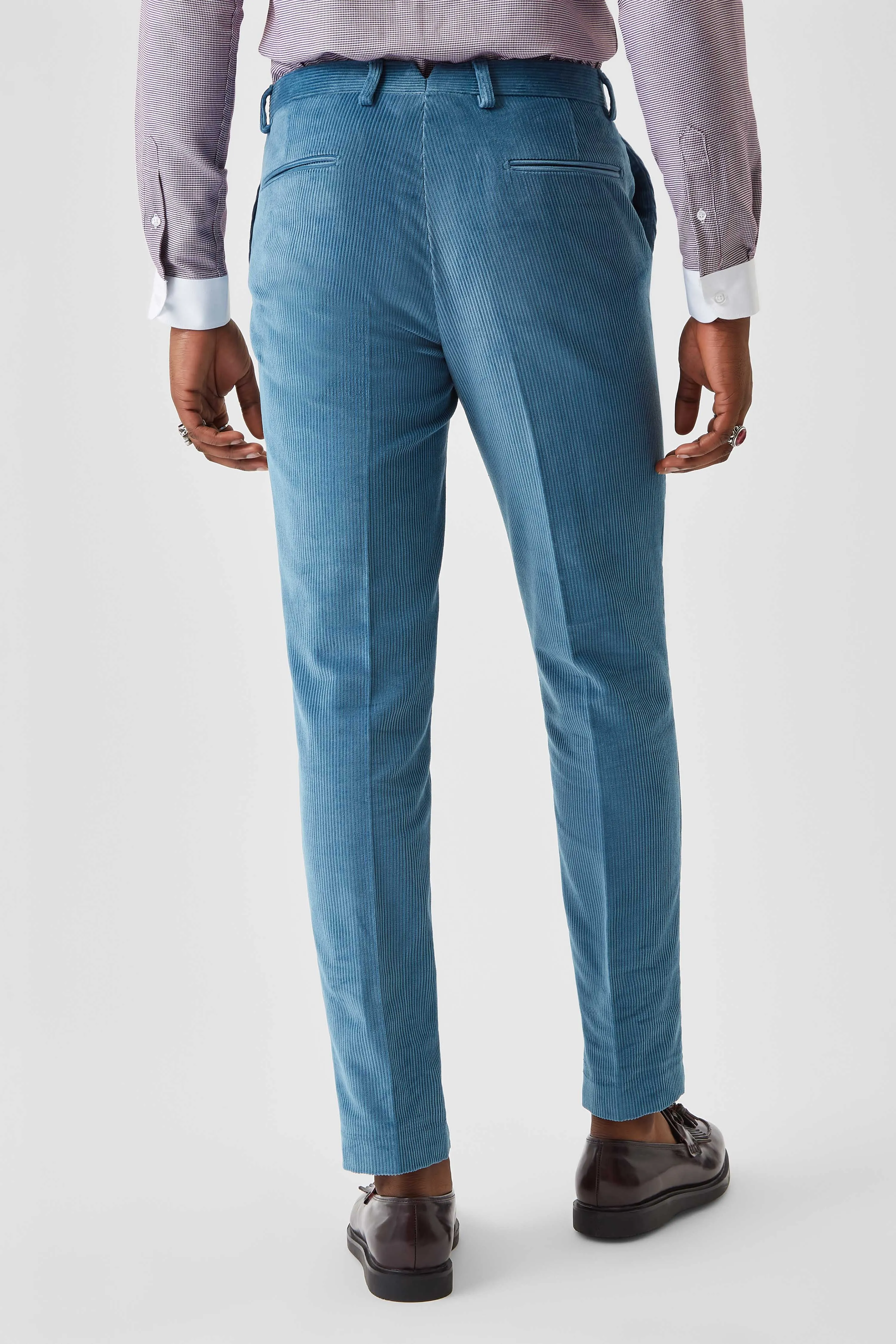 Harlesden Slim Fit Blue Corduroy Trousers - ARCHIVE